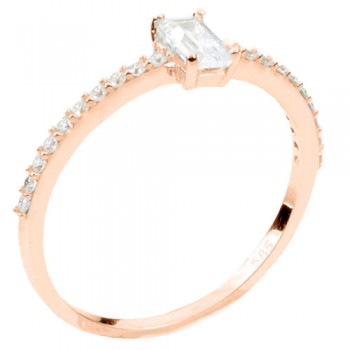 Δαχτυλίδι από ροζ χρυσό Κ14 με ζιργκόν