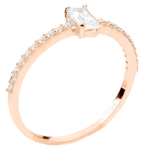 Δαχτυλίδι από ροζ χρυσό Κ14 με ζιργκόν