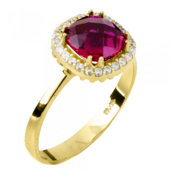 Χρυσό δαχτυλίδι ροζέτα Κ14 με ζιργκόν