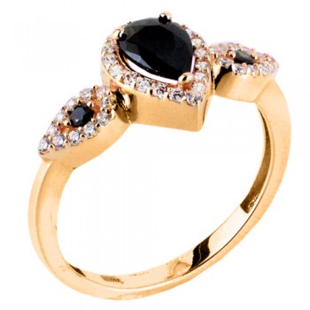 Δαχτυλίδι σταγόνα από ροζ χρυσό Κ14 με ζιργκόν