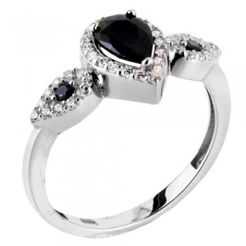 Λευκόχρυσο δαχτυλίδι σταγόνα Κ14 με ζιργκόν