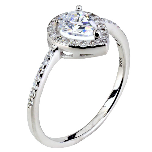 Λευκόχρυσο δαχτυλίδι σταγόνα Κ14