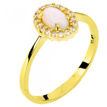Χρυσό δαχτυλίδι Κ14 με συνθετικό οπάλιο