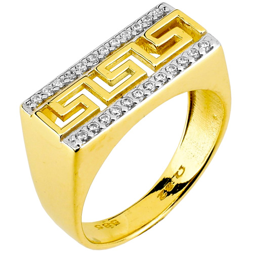 Χρυσό δαχτυλίδι μαίανδρος Κ14 με ζιργκόν