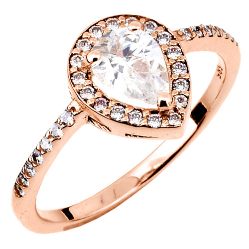 Ροζ χρυσό δαχτυλίδι σταγόνα Κ14