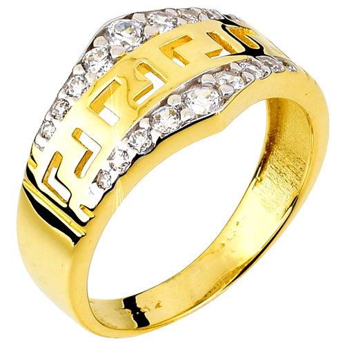 Χρυσό δαχτυλίδι μαίανδρος Κ14 με ζιργκόν