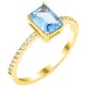 Χρυσό δαχτυλίδι Κ14 με ορθογώνιο aqua ζιργκόν
