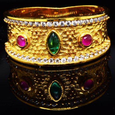 Χρυσό Βυζαντινό δαχτυλίδι Κ14 με ζιργκόν