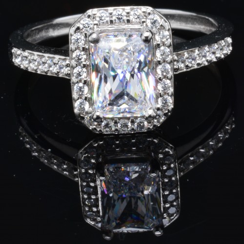 Λευκόχρυσο δαχτυλίδι Κ14 με ζιργκόν