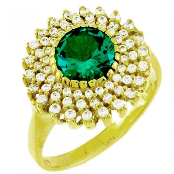 Χρυσό δαχτυλίδι ροζέτα Κ14 με ζιργκόν