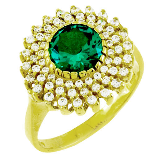 Χρυσό δαχτυλίδι ροζέτα Κ14 με ζιργκόν