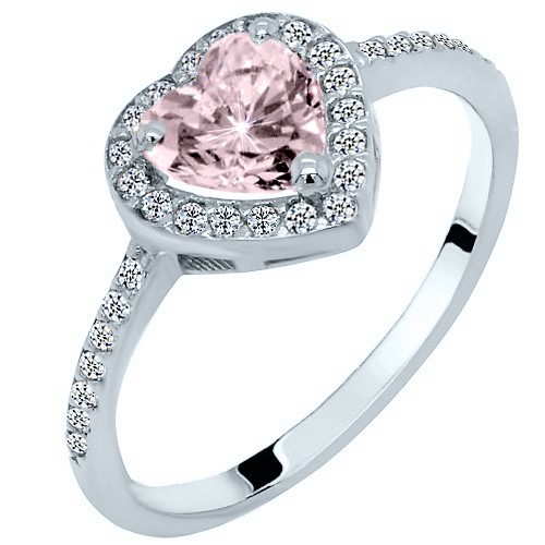 Λευκόχρυσο δαχτυλίδι καρδιά Κ14 με ζιργκόν