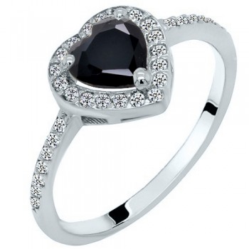 Λευκόχρυσο δαχτυλίδι καρδιά Κ14 με ζιργκόν