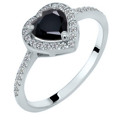 Λευκόχρυσο δαχτυλίδι καρδιά Κ14 με ζιργκόν