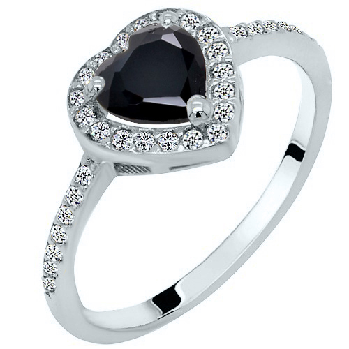 Λευκόχρυσο δαχτυλίδι καρδιά Κ14 με ζιργκόν