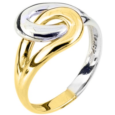 Χρυσό δίχρωμο δαχτυλίδι κόμπος Κ14