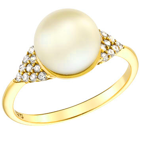 Χρυσό δαχτυλίδι Κ14 με μαργαριτάρι και ζιργκόν