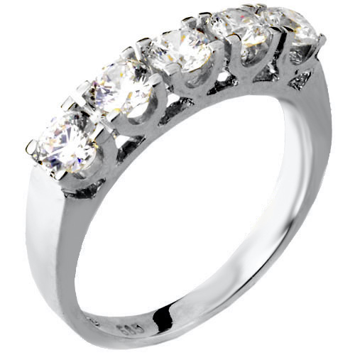 Λευκόχρυσο σειρέ δαχτυλίδι Κ14 με ζιργκόν