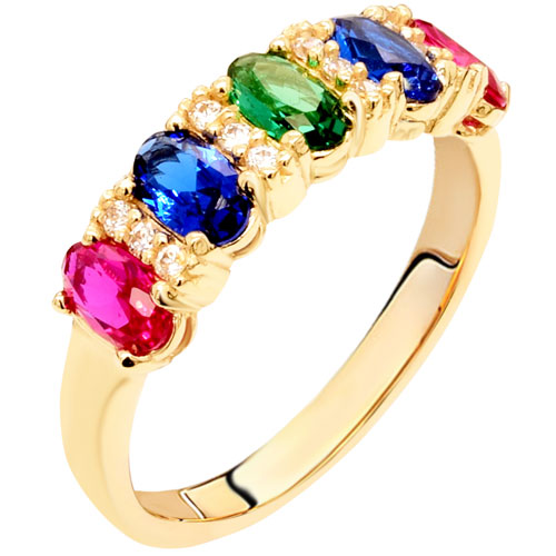 Χρυσό δαχτυλίδι σειρέ multi colour Κ14