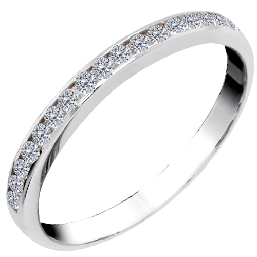 Μισόβερο λευκόχρυσο δαχτυλίδι Κ14 με ζιργκόν