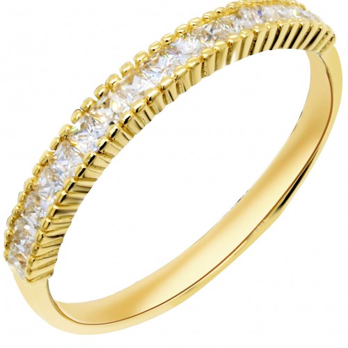 Χρυσό δαχτυλίδι σειρέ Κ14 με καρέ ζιργκόν