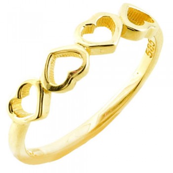 Χρυσό δαχτυλίδι καρδιές Κ14