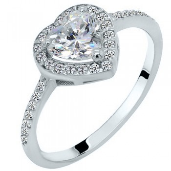 Λευκόχρυσο δαχτυλίδι καρδιά Κ14 με ζιργκόν