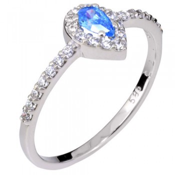 Λευκόχρυσο δαχτυλίδι σταγόνα Κ14 με ζιργκόν