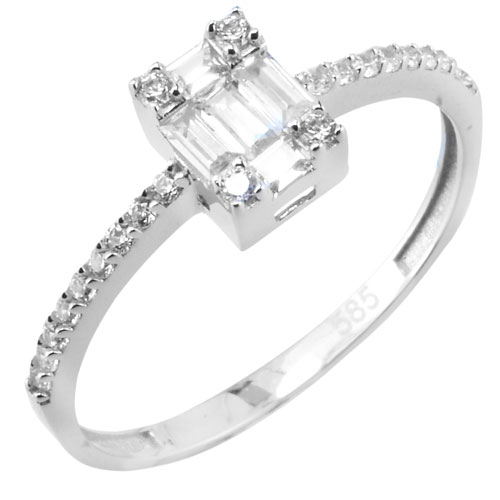 Λευκόχρυσο δαχτυλίδι Κ14 με ζιργκόν