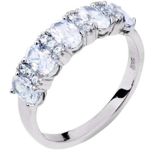 Λευκόχρυσο σειρέ δαχτυλίδι Κ14 με ζιργκόν