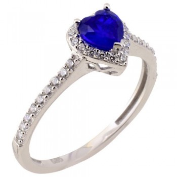 Λευκόχρυσο δαχτυλίδι καρδιά Κ14 με ζιργκόν