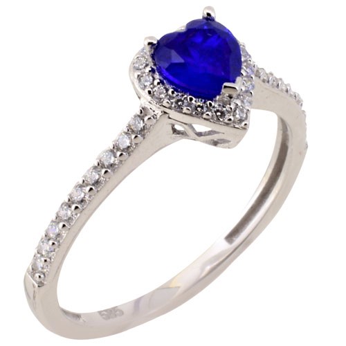 Λευκόχρυσο δαχτυλίδι καρδιά Κ14 με ζιργκόν