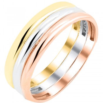 Χρυσό τρίχρωμο δαχτυλίδι Κ14