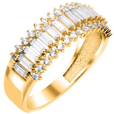 Χρυσό μισόβερο δαχτυλίδι Κ14 με ζιργκόν