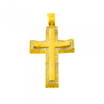 Χρυσός βαπτιστικός σταυρός Κ14 με ζιργκόν