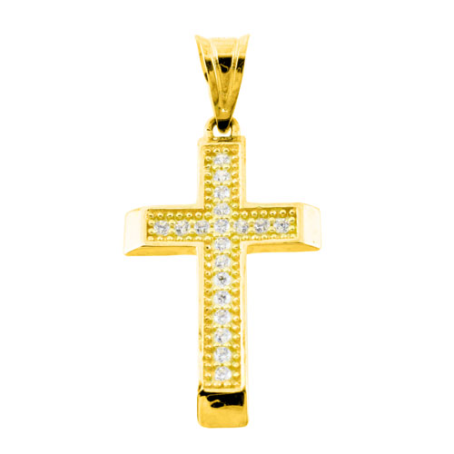 Χρυσός σταυρός Κ14 με ζιργκόν