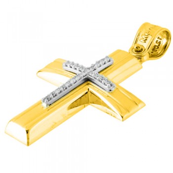 Χρυσός βαπτιστικός σταυρός Κ14 με αλυσίδα