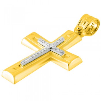 Χρυσός βαπτιστικός σταυρός Κ14 με αλυσίδα