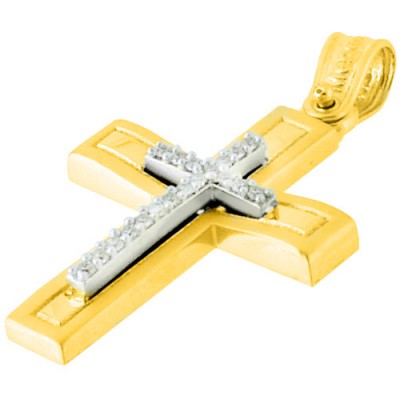 Χρυσός βαπτιστικός σταυρός Κ14 με αλυσίδα