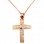 Ροζ χρυσός σταυρός Κ14 με αλυσίδα