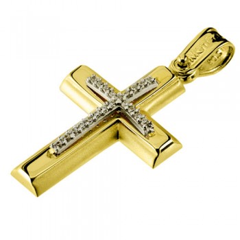 Χρυσός σταυρός Κ14 με αλυσίδα