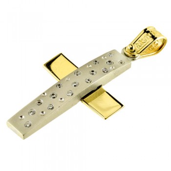 Λευκόχρυσος βαπτιστικός σταυρός Κ14 με αλυσίδα