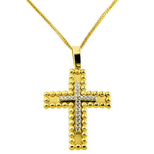 Χρυσός σταυρός Κ14 με αλυσίδα