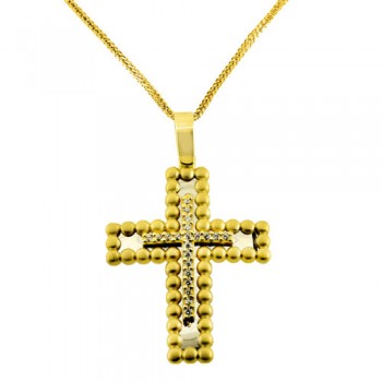 Χρυσός σταυρός Κ14 με αλυσίδα