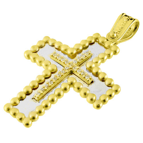 Λευκόχρυσος βαπτιστικός σταυρός Κ14 με αλυσίδα