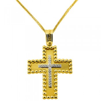 Χρυσός βαπτιστικός σταυρός Κ14 με αλυσίδα