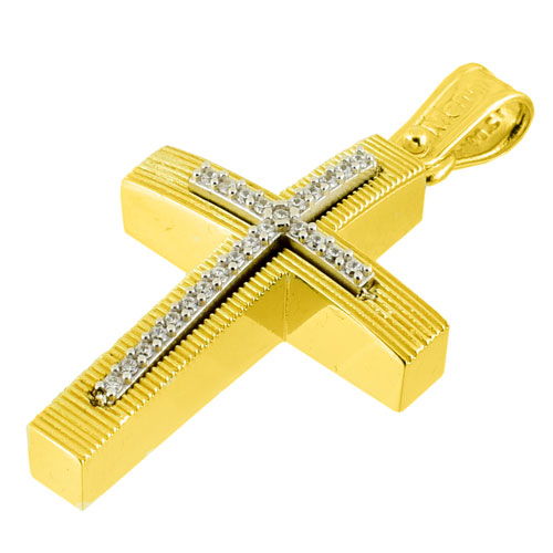 Χρυσός σταυρός Κ14 με αλυσίδα