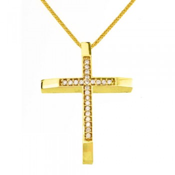 Χρυσός βαπτιστικός σταυρός Κ14 με αλυσίδα