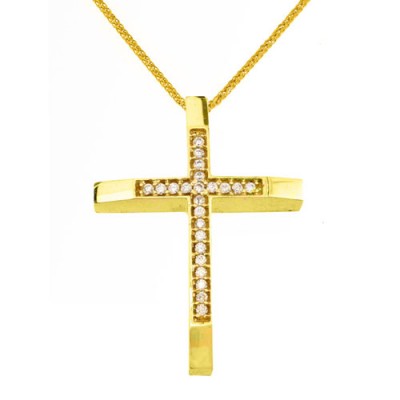 Χρυσός βαπτιστικός σταυρός Κ14 με αλυσίδα