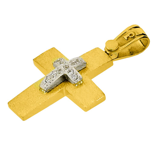 Χρυσός σταυρός Κ14 με αλυσίδα